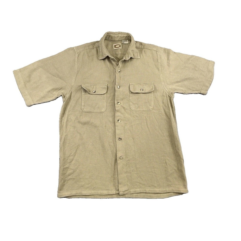 Vintage Banana Republic Men's Shirt Tan Button Mill Valley Textured Knit Sz M